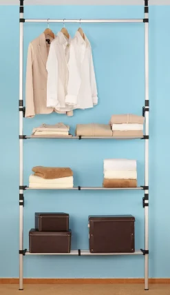 Ruco Teleskopregal Aluminium/Kunststoff, praktisch zwischen Boden und Decke zu verspannen