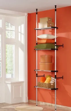Ruco Teleskopregal Aluminium/Kunsttoff, zwischen Boden und Decke zu verspannen