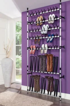 Ruco Teleskopregal Aluminium/Kunststoff, für bis zu 50 Paar Schuhe 10 Paar Stiefel
