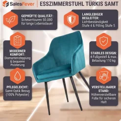 SalesFever Armlehnstuhl »Komfortabler Esszimmerstuhl mit Stil« () mit Diamantsteppung auf der Rückseite