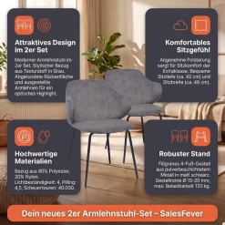 SalesFever Armlehnstuhl »Skive Zweier-Set mit stilvollem Cord-Optik Bezug« (Set) 2 Stk.Bezug in Cord-Optik