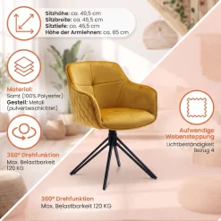 SalesFever Armlehnstuhl »Stilvoller Esszimmerstuhl« () mit 360° Drehfunktion