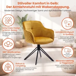 SalesFever Armlehnstuhl »Stilvoller Esszimmerstuhl« () mit 360° Drehfunktion