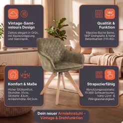 SalesFever Armlehnstuhl »Växjö - Esszimmerstuhl Komfort und Stil« () 1 Stk.Sitzkomfort neu definiert: 180° Drehplatte inklusive!