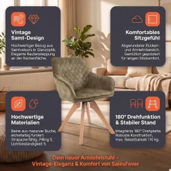 SalesFever Armlehnstuhl »Växjö - Esszimmerstuhl Komfort und Stil« () 1 Stk.Sitzkomfort neu definiert: 180° Drehplatte inklusive!