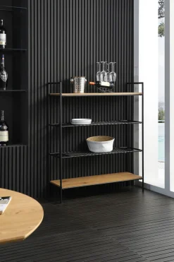 SalesFever Bücherregal »York Design-Regal für stilvolle Ordnung« Mattschwarze Polyrattan Ablageböden - Stil trifft Funktionalität