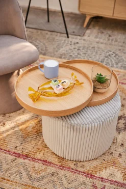SalesFever Beistelltisch »Coffeetable in minimalistischer Optik« Bewegliche Tabletts trifft modernen Cordbezug