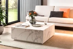 SalesFever Couchtisch »AlmerÃ­a Wohnzimmertisch: Beistelltisch mit Schwebe-Effekt« quadratisch 90x90 cm, in Marmoroptik foliert