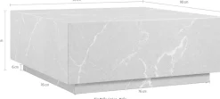 SalesFever Couchtisch »AlmerÃ­a Wohnzimmertisch: Beistelltisch mit Schwebe-Effekt« quadratisch 90x90 cm, in Marmoroptik foliert