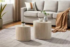 SalesFever Couchtisch »Almeria - Stilvoller Wohnzimmer- und Beistelltisch« Set, 2er Set, 2 Stk. tlg. oval, in Travertinoptik