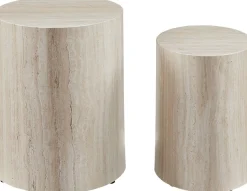 SalesFever Couchtisch »Almeria - Stilvoller Wohnzimmer- und Beistelltisch« Set, 2er Set, 2 Stk. tlg. oval, in Travertinoptik
