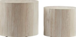 SalesFever Couchtisch »Almeria - Stilvoller Wohnzimmer- und Beistelltisch« Set, 2er Set, 2 Stk. tlg. oval, in Travertinoptik