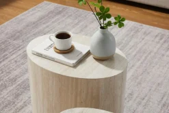 SalesFever Couchtisch »Almeria - Stilvoller Wohnzimmer- und Beistelltisch« Set, 2er Set, 2 Stk. tlg. oval, in Travertinoptik