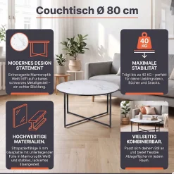 SalesFever Couchtisch »Caorle Coffeetable im eleganten Stil« Elegantes Design mit Marmoroptik-Tischplatte