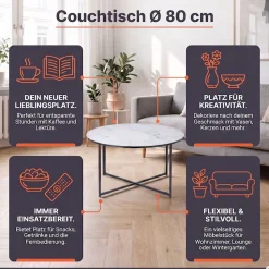 SalesFever Couchtisch »Caorle Coffeetable im eleganten Stil« Elegantes Design mit Marmoroptik-Tischplatte