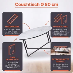 SalesFever Couchtisch »Caorle Coffeetable im eleganten Stil« Elegantes Design mit Marmoroptik-Tischplatte