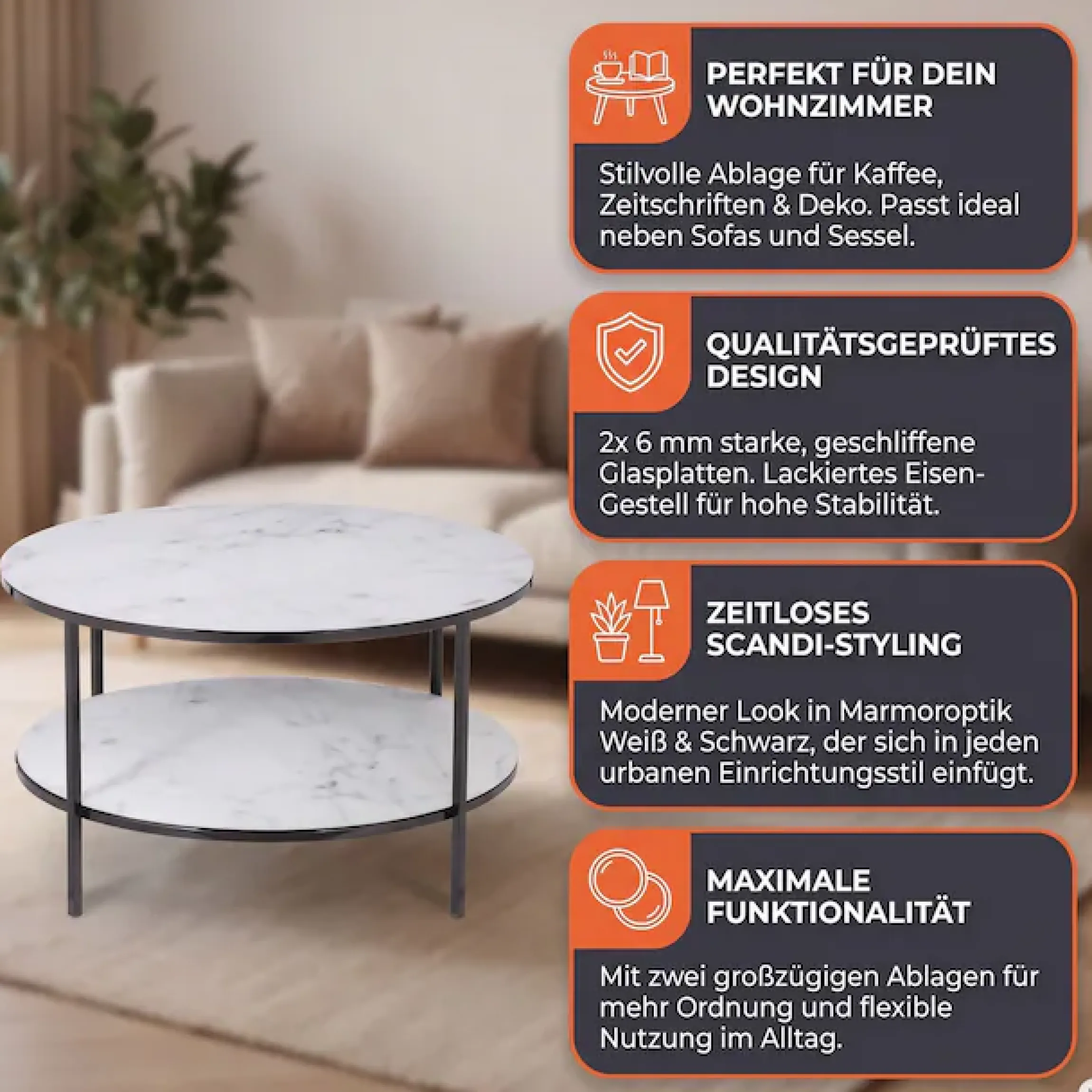 SalesFever Couchtisch »Caorle Coffeetable im minimalistischen Stil« Eleganz trifft Stil: Tischplatten in Marmoroptik