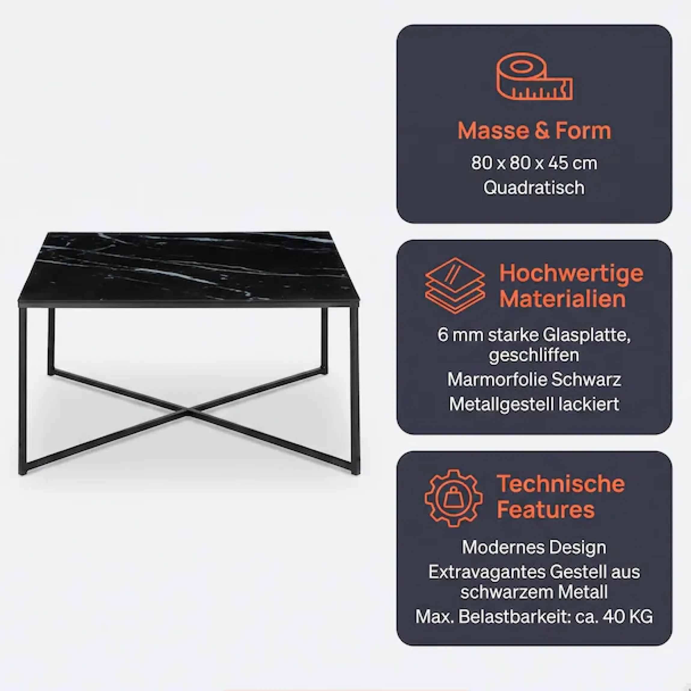 SalesFever Couchtisch »Caorle Coffeetable im eleganten Stil« Eleganz trifft Funktion: Tischplatte in Marmoroptik