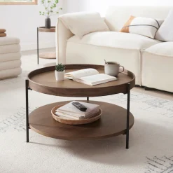 SalesFever Couchtisch »Chicago mit 2 Ablageflächen – moderner Design-Coffee-Table« 1 Stk. tlg. Stilvoller Wohnzimmertisch mit Stauraum, Holz & Metall