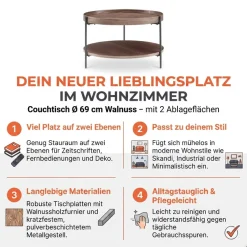 SalesFever Couchtisch »Chicago mit 2 Ablageflächen – moderner Design-Coffee-Table« 1 Stk. tlg. Stilvoller Wohnzimmertisch mit Stauraum, Holz & Metall