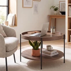 SalesFever Couchtisch »Chicago mit 2 Ablageflächen – moderner Design-Coffee-Table« 1 Stk. tlg. Stilvoller Wohnzimmertisch mit Stauraum, Holz & Metall