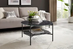 SalesFever Couchtisch »Coffeetable Wohnzimmertisch im minimalistischen Stil« 1 Stk. tlg. Glasplatte in Marmoroptik