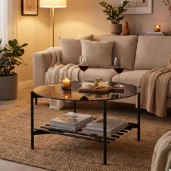 SalesFever Couchtisch »Coffeetable Wohnzimmertisch im minimalistischen Stil« 1 Stk. tlg. Glasplatte in Marmoroptik
