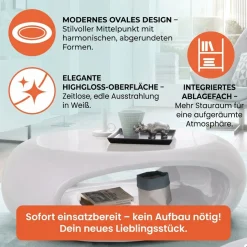 SalesFever Couchtisch »Coffeetable im minimalistischen Stil« komplett aus hochwertigem Fiberglas