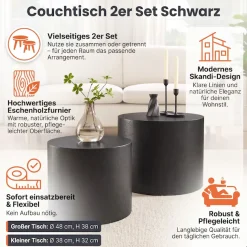 SalesFever Couchtisch »Coffeetable im 2er-Set: Stilvoller Mittelpunkt« 2 Stk. tlg. mit Holzfurnier