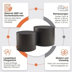 SalesFever Couchtisch »Coffeetable im 2er-Set: Stilvoller Mittelpunkt« 2 Stk. tlg. mit Holzfurnier