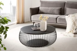 SalesFever Couchtisch »Coffeetable Wohnzimmertisch im minimalistischen Stil« 10 mm starke Klarglasplatte mit Marmordruck