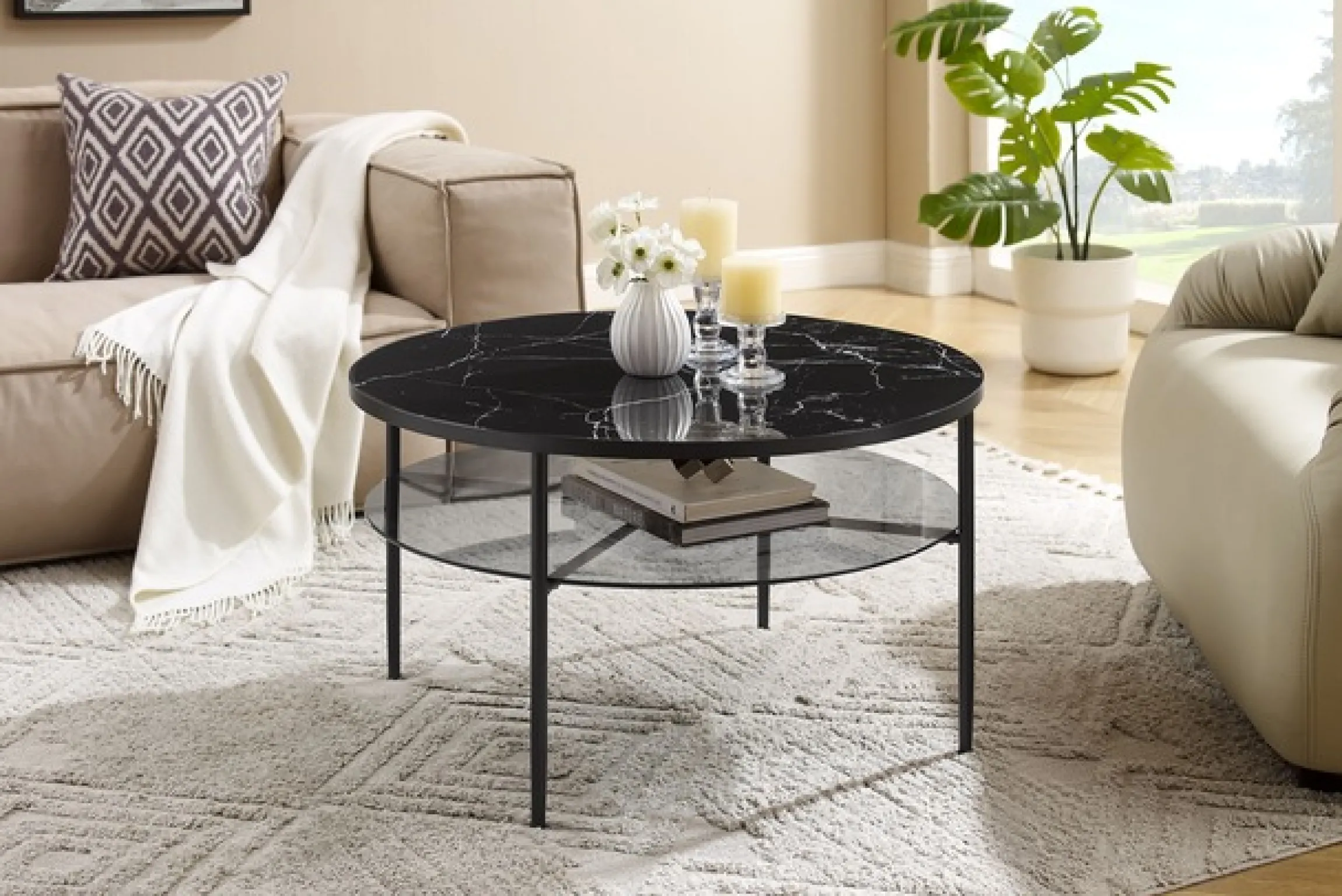SalesFever Couchtisch »Designer Couchtisch« 1 Stk. tlg. Tischplatte in Marmoroptik