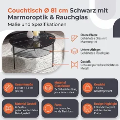 SalesFever Couchtisch »Designer Couchtisch« 1 Stk. tlg. Tischplatte in Marmoroptik