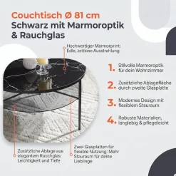 SalesFever Couchtisch »Designer Couchtisch« 1 Stk. tlg. Tischplatte in Marmoroptik