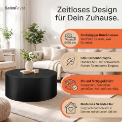SalesFever Couchtisch »Design-Couchtisch für stilvolles Wohnen, Ø 80 cm« 1 Stk. tlg. Stilvoller & moderner Holztisch mit Echtholzfurnier
