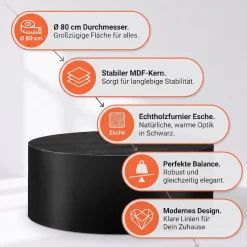SalesFever Couchtisch »Design-Couchtisch für stilvolles Wohnen, Ø 80 cm« 1 Stk. tlg. Stilvoller & moderner Holztisch mit Echtholzfurnier