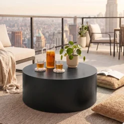 SalesFever Couchtisch »Design-Couchtisch für stilvolles Wohnen, Ø 80 cm« 1 Stk. tlg. Stilvoller & moderner Holztisch mit Echtholzfurnier