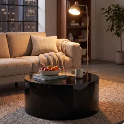 SalesFever Couchtisch »Design-Couchtisch Hochglanz weiß, Ø 60 cm« Moderner Wohnzimmertisch aus Holz hochglanz lackiert