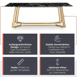 SalesFever Couchtisch »Design-Tisch für Ihr Wohnzimmer« Eleganz trifft auf Luxus: Marmor-Design Tischplatte