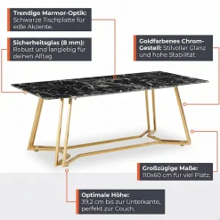 SalesFever Couchtisch »Design-Tisch für Ihr Wohnzimmer« Eleganz trifft auf Luxus: Marmor-Design Tischplatte