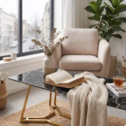 SalesFever Couchtisch »Design-Tisch für Ihr Wohnzimmer« Eleganz trifft auf Luxus: Marmor-Design Tischplatte