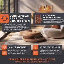 SalesFever Couchtisch »drehbar - runder Design-Wohnzimmertisch aus Holz« 1 Stk. tlg. Stilvoller & moderner Tisch mit Echtholzfurnier, Ø 90 cm