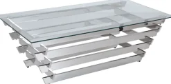 SalesFever Couchtisch »Eleganter Tisch für Wohnzimmer« Edles Design-Gestell aus rostfreiem Stahl