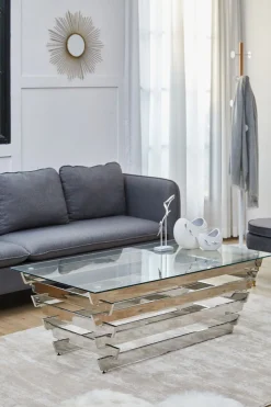 SalesFever Couchtisch »Eleganter Tisch für Wohnzimmer« Edles Design-Gestell aus rostfreiem Stahl