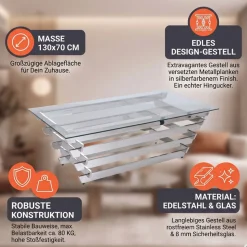 SalesFever Couchtisch »Eleganter Tisch für Wohnzimmer« Edles Design-Gestell aus rostfreiem Stahl