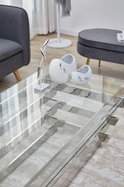 SalesFever Couchtisch »Eleganter Tisch für Wohnzimmer« Edles Design-Gestell aus rostfreiem Stahl