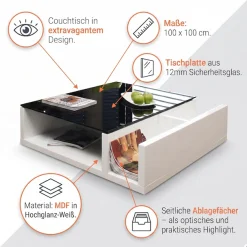 SalesFever Couchtisch »Eleganter Wohnzimmertisch« Praktisch mit integriertem Seiten-Magazinfach