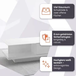 SalesFever Couchtisch »im minimalistischen Stil« Elegante Tischplatte aus robustem Kristallglas