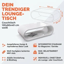 SalesFever Couchtisch »im stilvollen Look« Vollständig aus edlem Fiberglas gefertigt