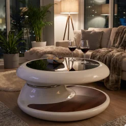 SalesFever Couchtisch »Milano Tisch Trendiges Wohnzimmer-Highlight« Tischplatte: Rundum 360° drehbar!